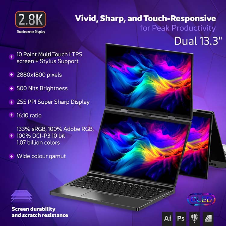 13.3" AI Dual Touch Screen Gaming Laptop(图1)